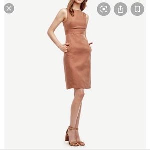 Ann Taylor Clay Textured Linen Sheath Dress Size 4